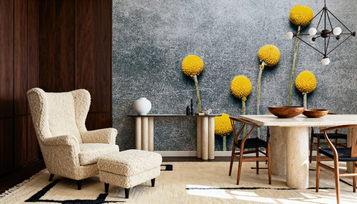 Craspedia Dry Flowers Mural Wallpaper - room preview 05