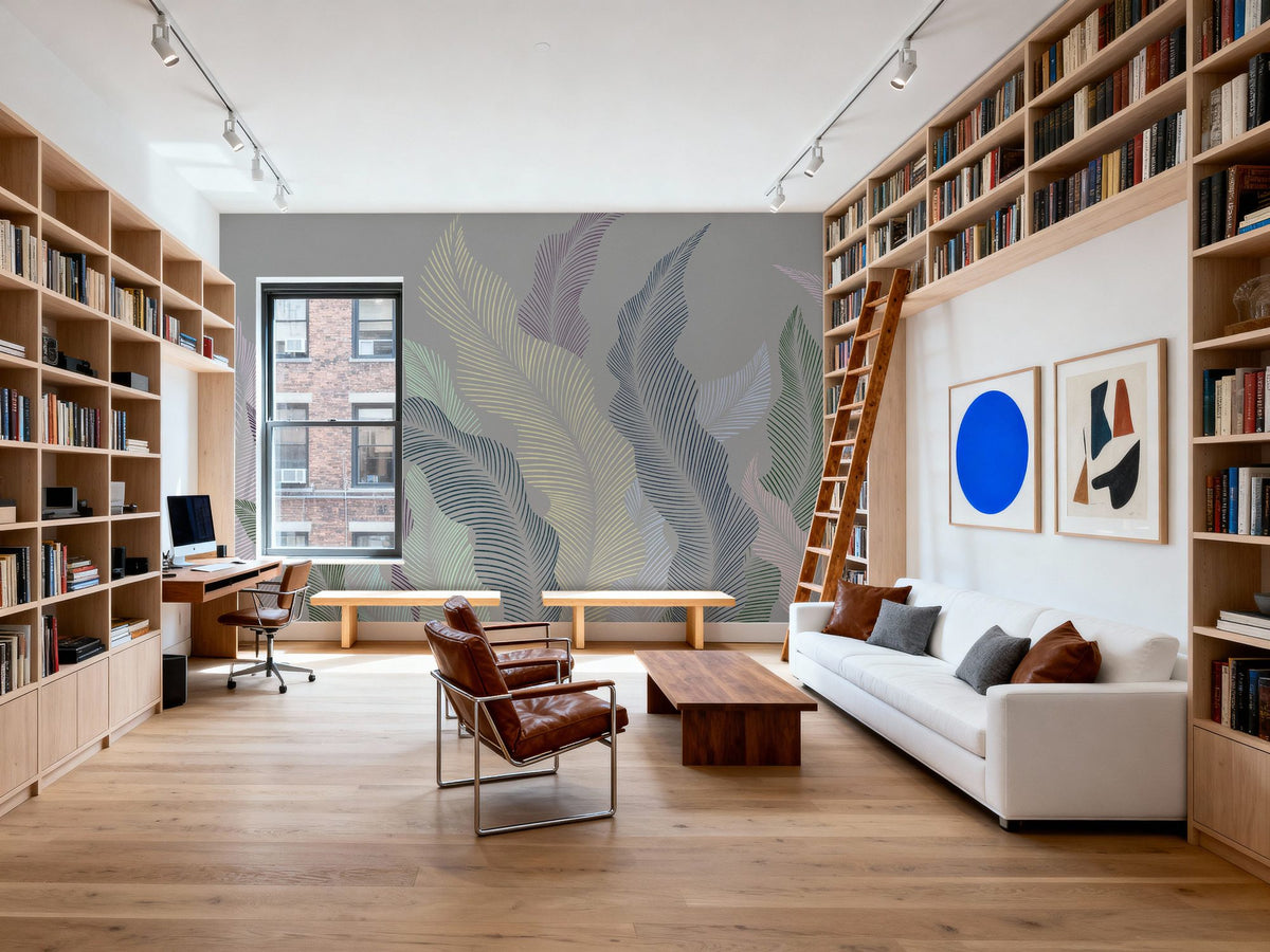Foliage Flow, Pastel Mural Wallpaper - room preview 05