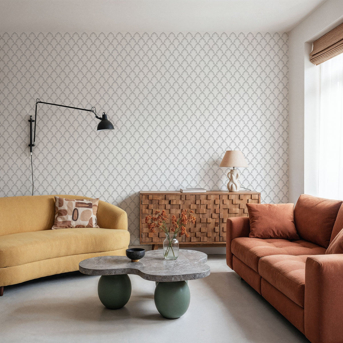 Medallion Trellis, Stone Mural Wallpaper - room preview 05