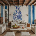 Chinoiserie Vase II Stripes Mural Wallpaper - room preview 05