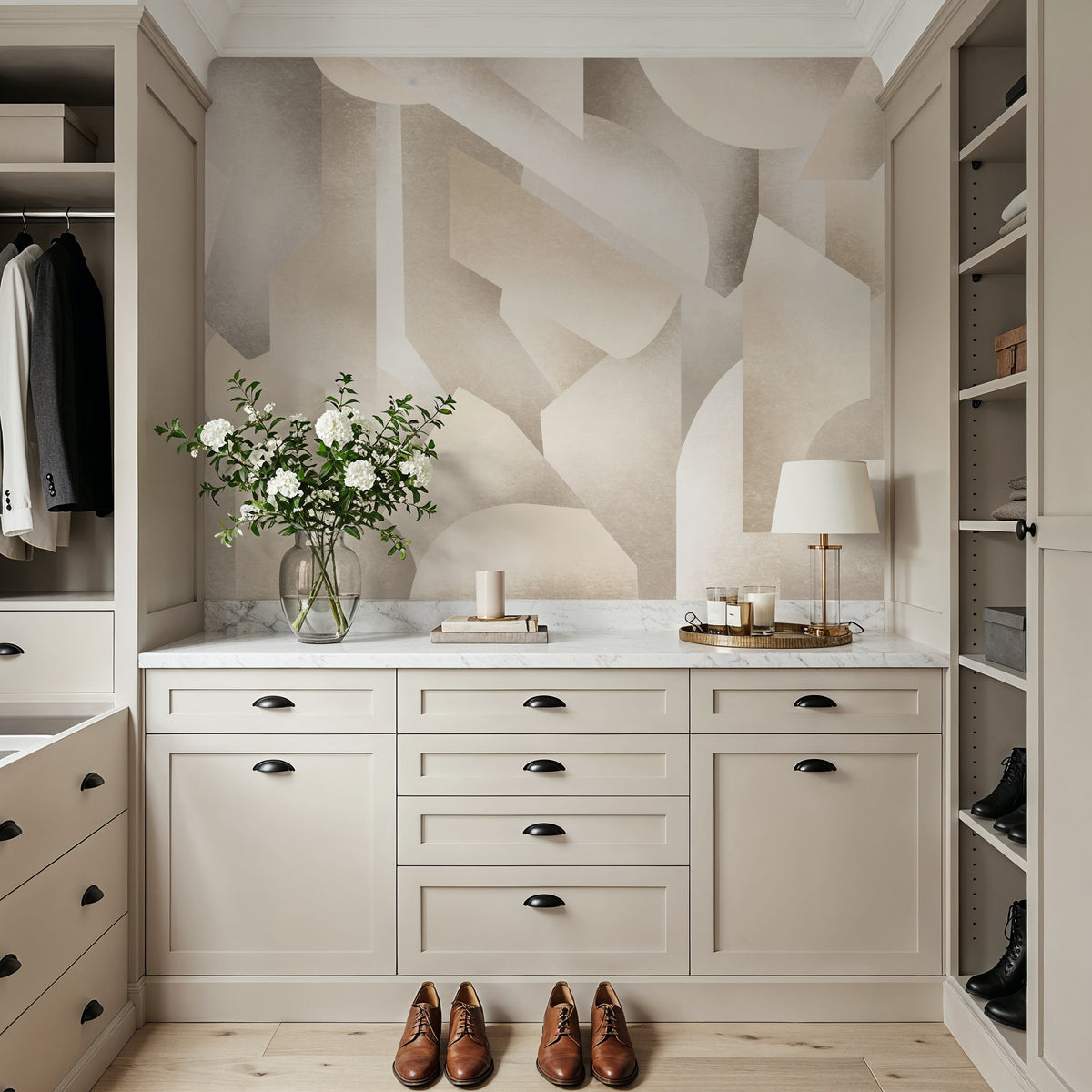 Chalky Geometrica, Alpine Oat Mural Wallpaper - room preview 05