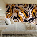 Liquid Yellow Pattern Mural Wallpaper - room preview 05