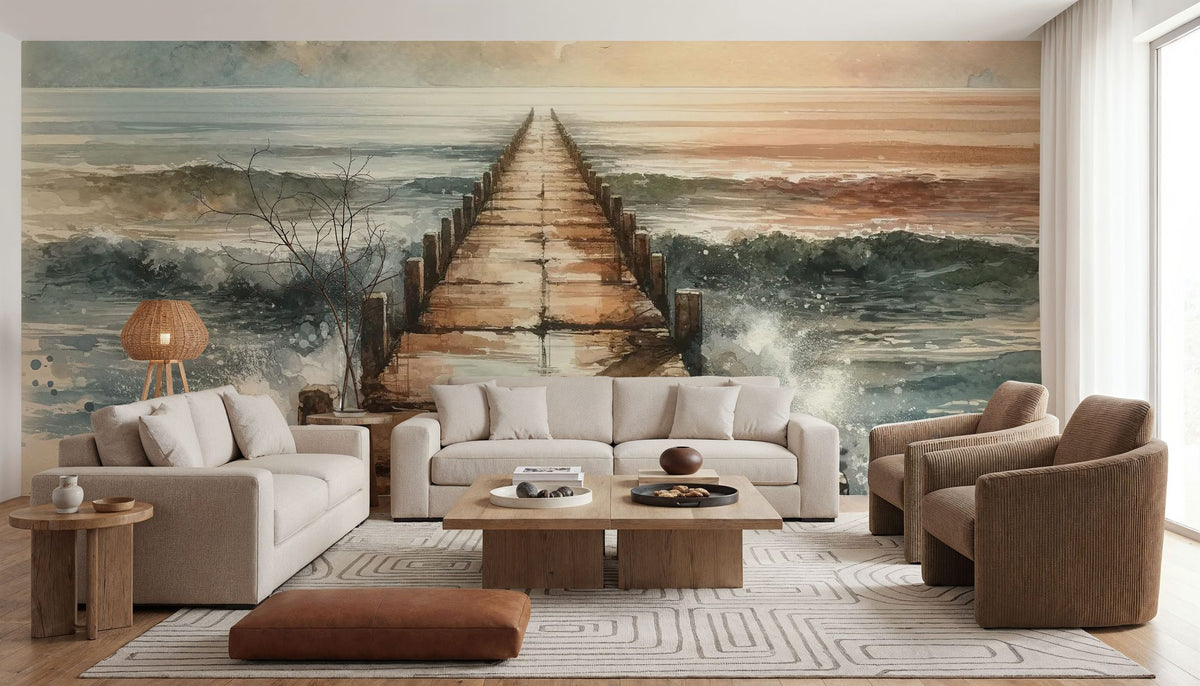 Endless Pier Into the Horizon Mural Wallpaper - room preview 05