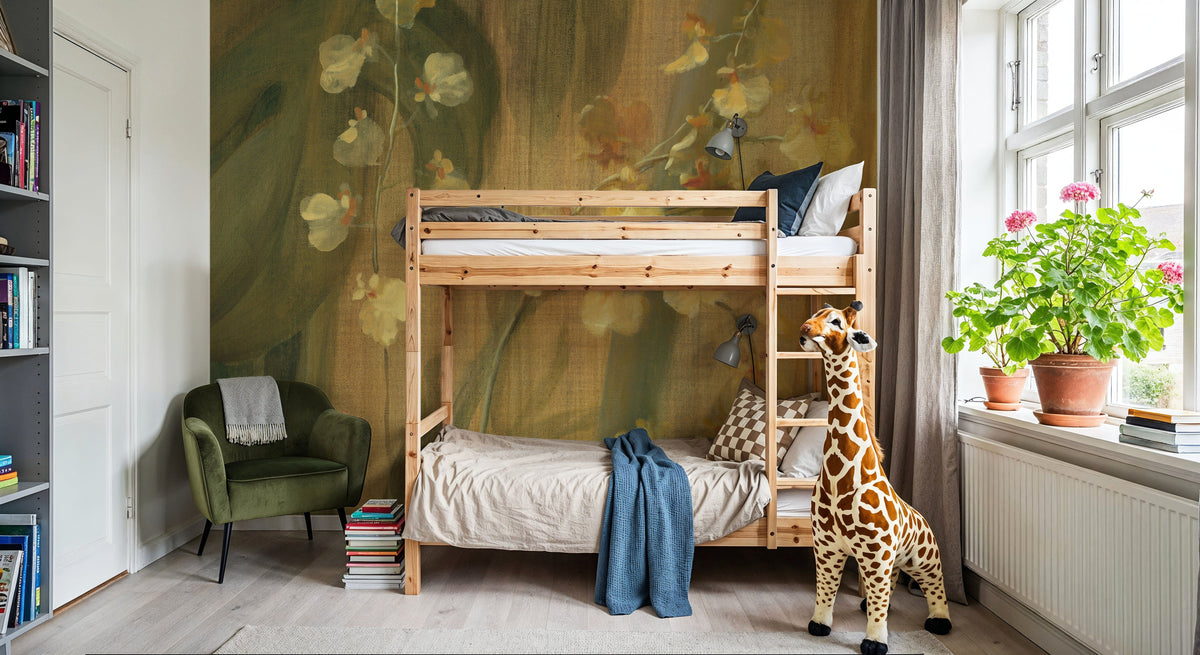Yellow Orchid I Mural Wallpaper - room preview 05