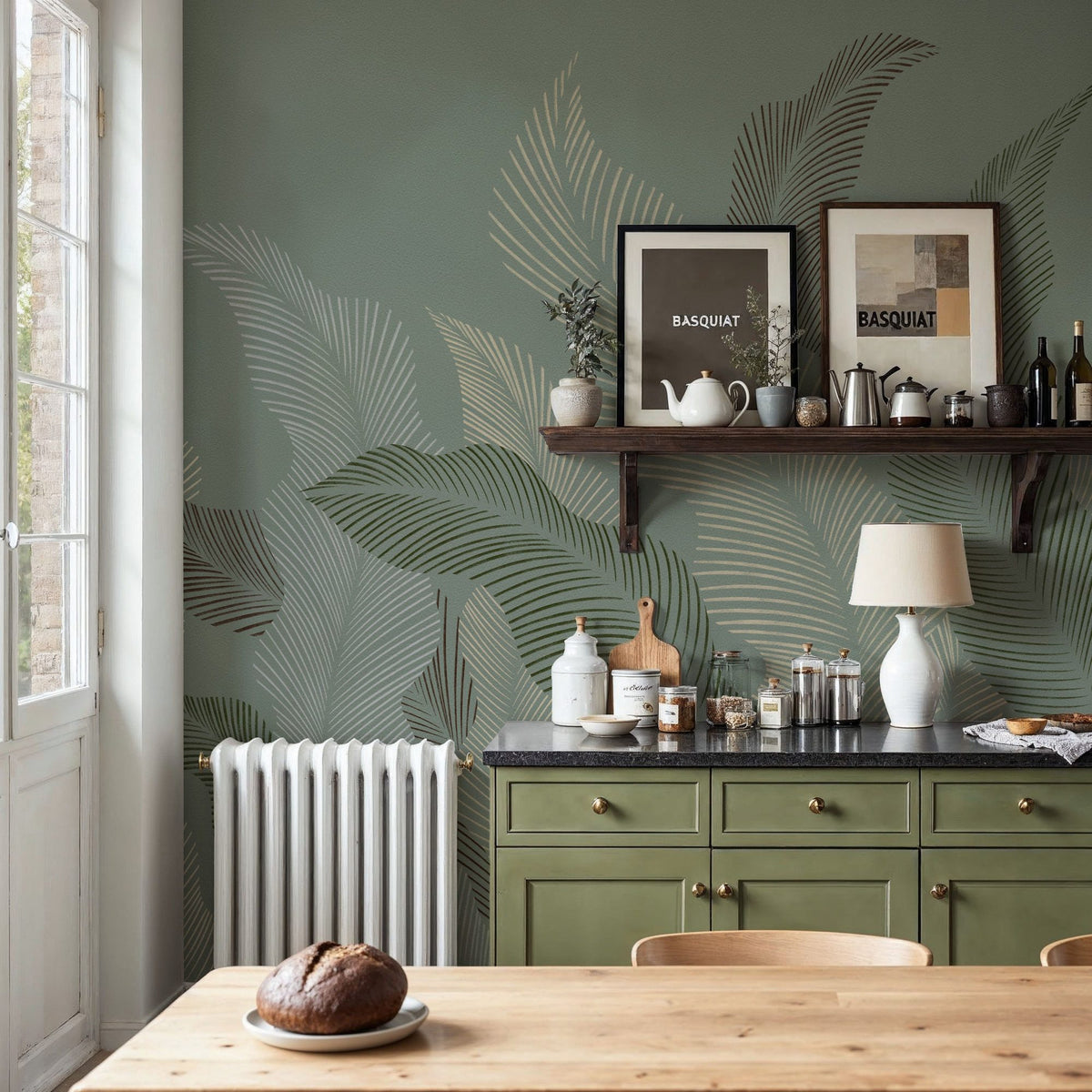 Foliage Flow, Sage Mural Wallpaper - room preview 05