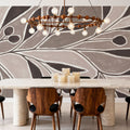 Modern Leaf Neutral Mural Wallpaper - room preview 05