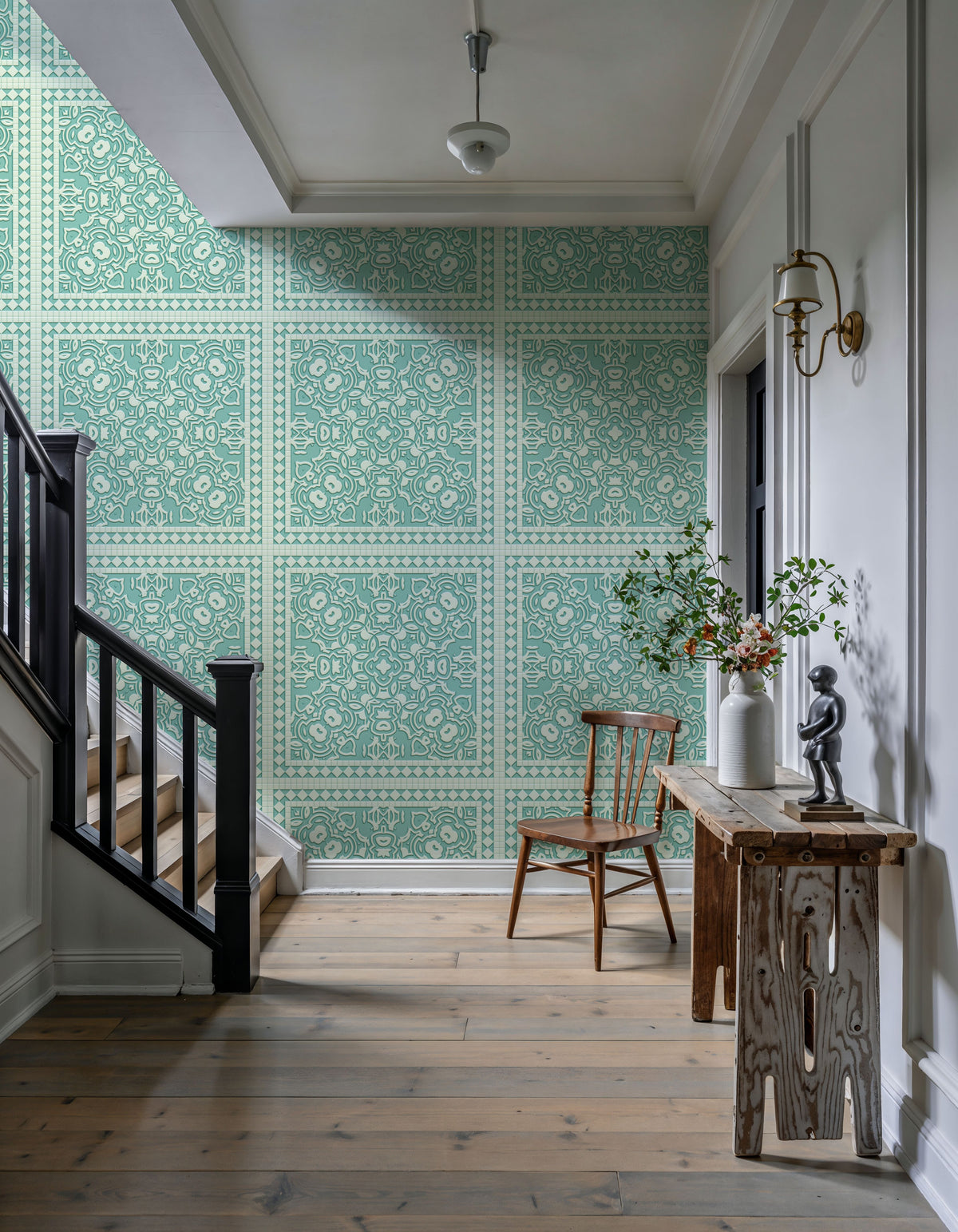 Mission Cement Tiles, Pistachio Mural Wallpaper - room preview 05