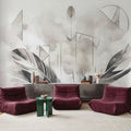 Feather Geometry Smoke Mural Wallpaper - room preview 05