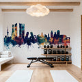 Madrid Skyline Blue & Bronze Mural Wallpaper - room preview 05