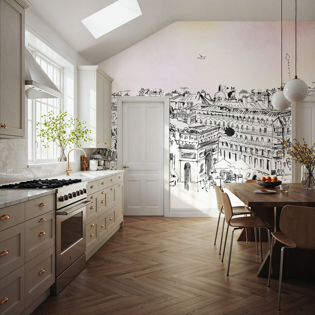Paris Rooftops Mural Wallpaper - room preview 05