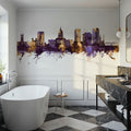 Topeka Wyoming Skyline Purple & Gold Mural Wallpaper - room preview 05