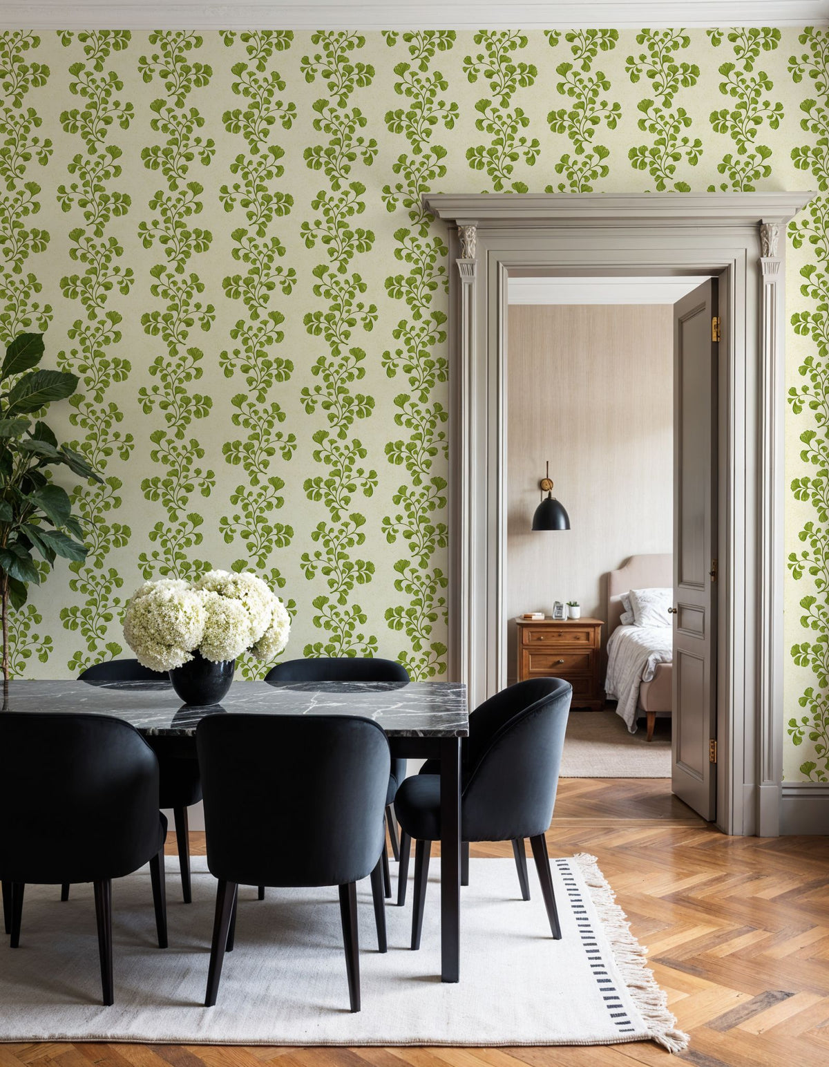 Fern Stripes, Cream Mural Wallpaper - room preview 05