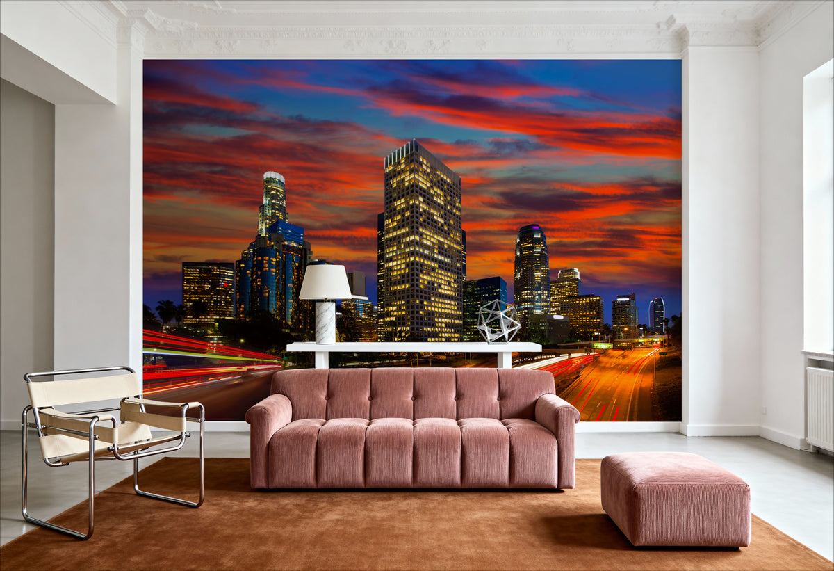Downtown From the 110 Mural Wallpaper - room preview 05