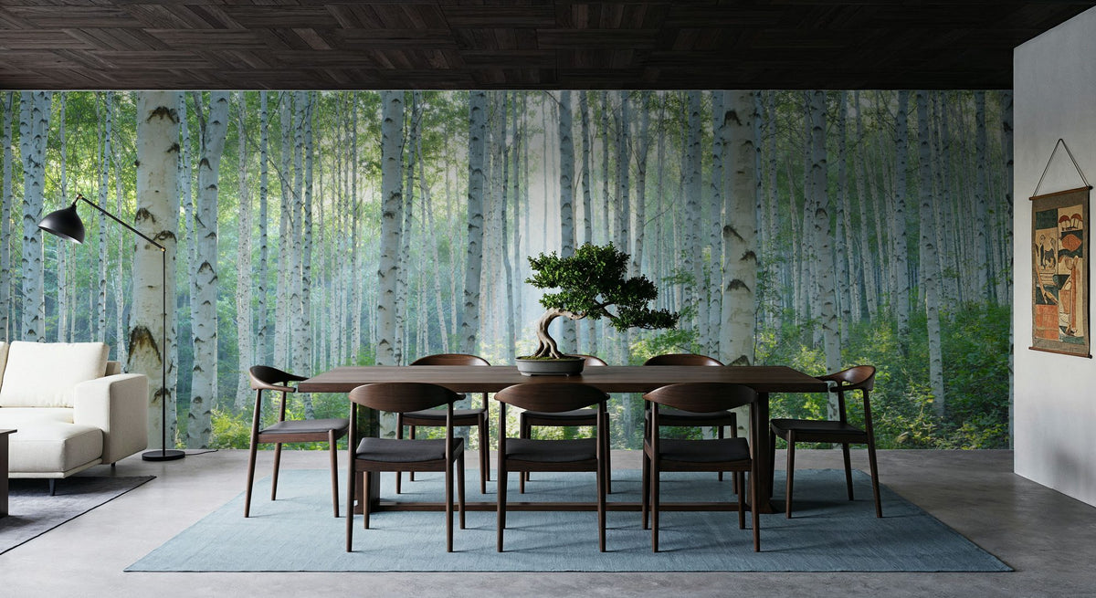 Peaceful Birch Woods Mural Wallpaper - room preview 05
