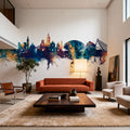 Valencia Spain Skyline Blue & Bronze Mural Wallpaper - room preview 05