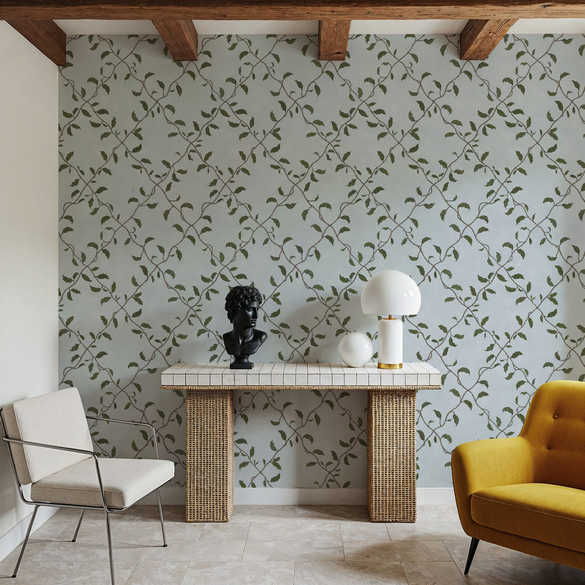 Emerald Trellis, Sky Mural Wallpaper - room preview 05