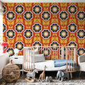Retro Bold Blooms, Autumn Mural Wallpaper - room preview 05