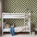 Warped Checkerboard, Olive Mural Wallpaper - room preview 05