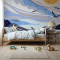 Coastal Apricity, Blue Mural Wallpaper - room preview 05