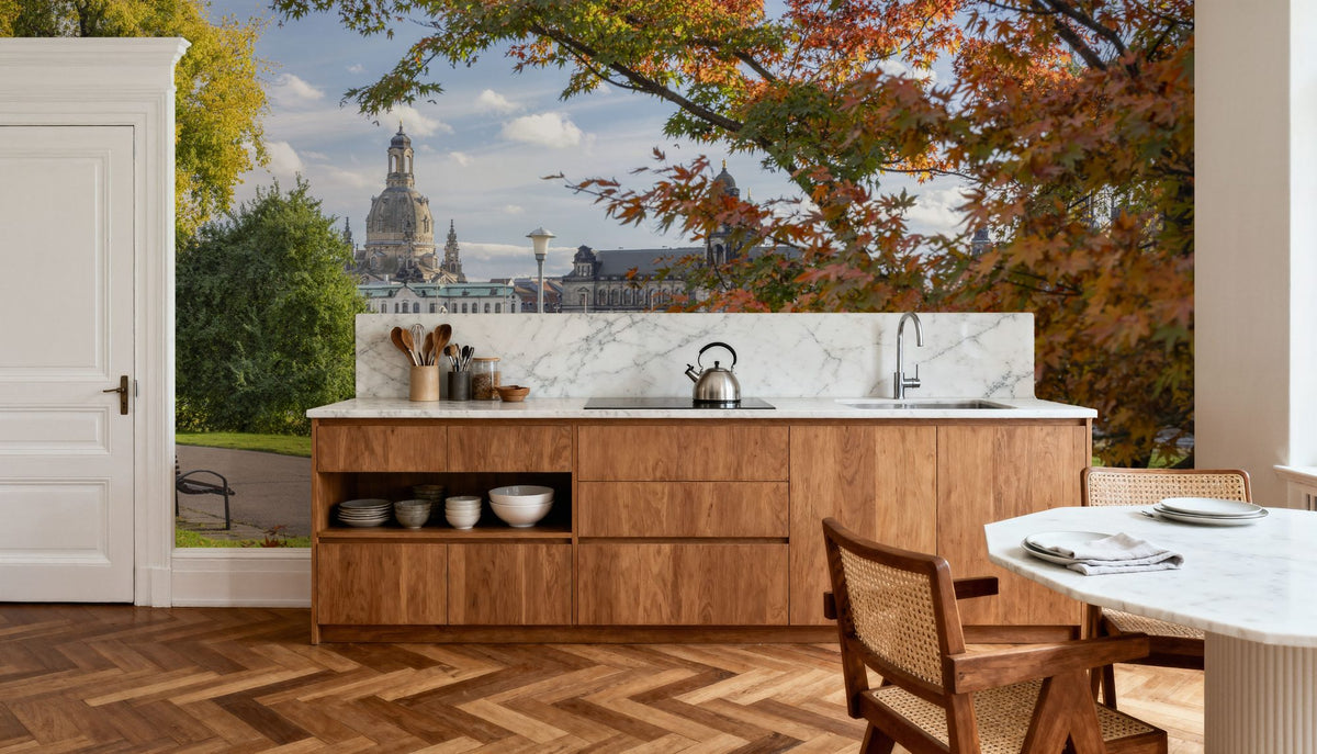 Autumn Bridge Walk Mural Wallpaper - room preview 05