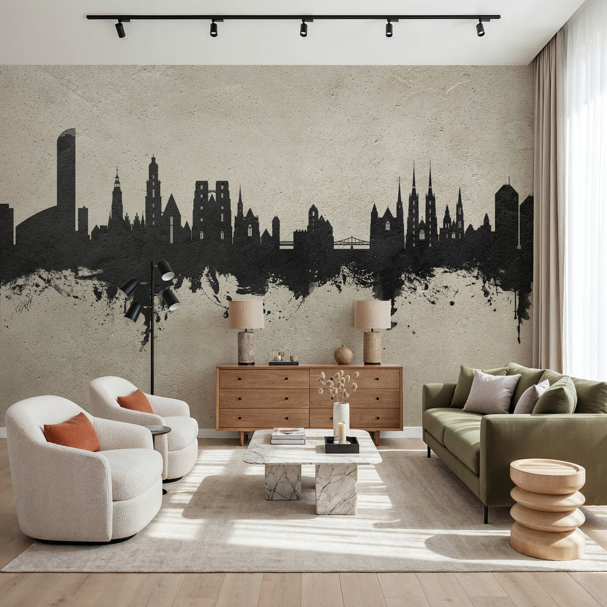 Wroclaw Poland Skyline Concrete Mural Wallpaper - room preview 05
