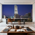 Deep Blue Twilight Metropolis Mural Wallpaper - room preview 05