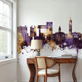 Ithaca New York Skyline Purple & Gold Mural Wallpaper - room preview 05