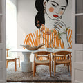 Woman in Striped Blouse II Mural Wallpaper - room preview 05