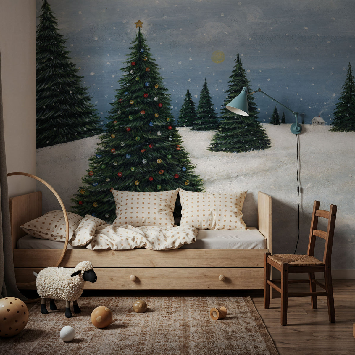 Deck the Halls Trees and Gifts Mural Wallpaper - room preview 05