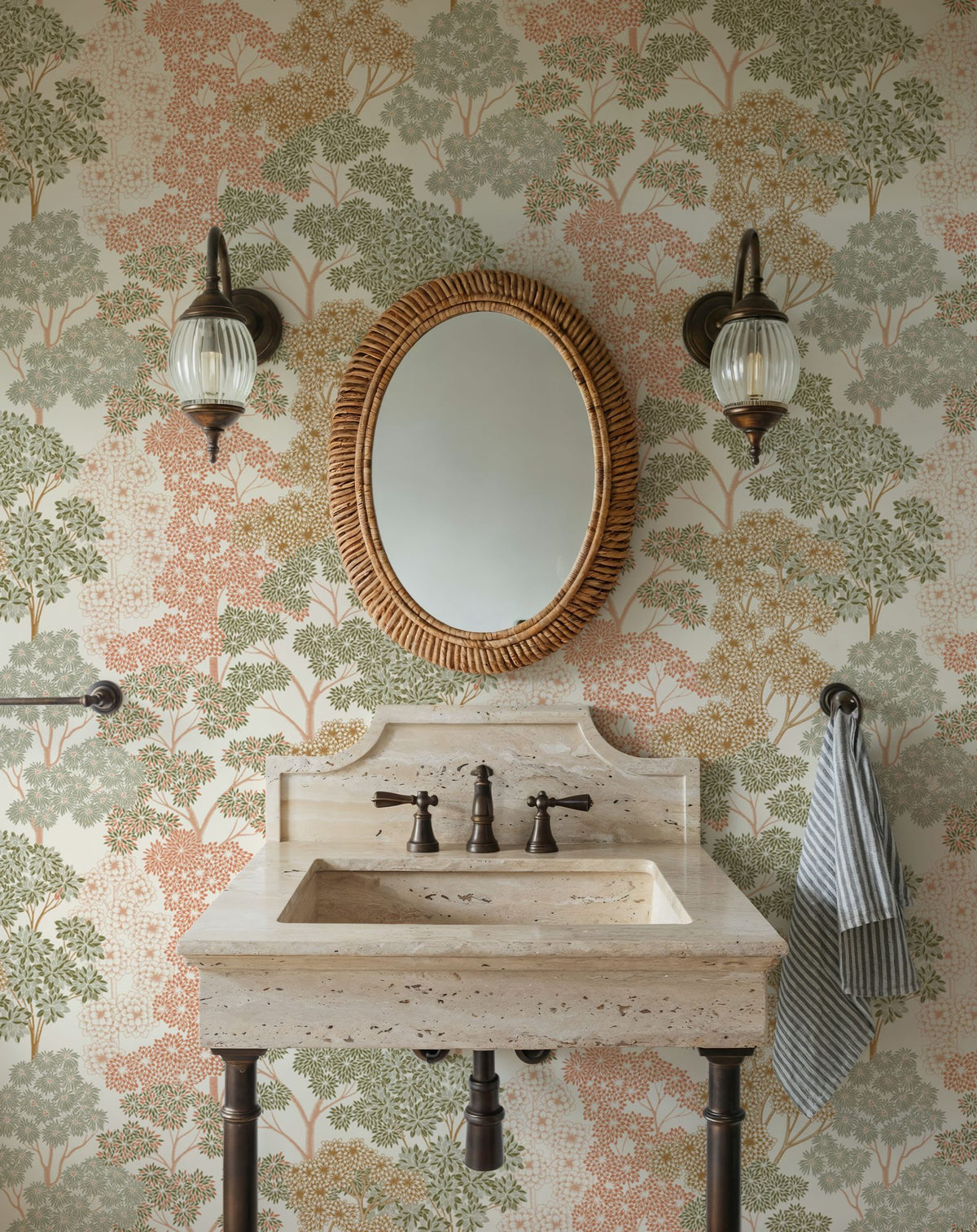 Overleaf Woodland Pattern, Green Mural Wallpaper - room preview 05