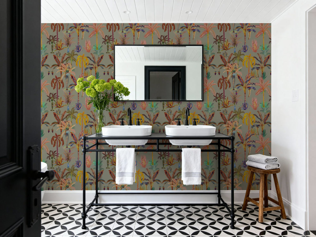 Statement Palms Petite, Laurel Mural Wallpaper - room preview 05