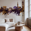 Hallstatt Austria Skyline Purple & Gold Mural Wallpaper - room preview 05