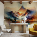 Watercolor Abstract Mountains Mural Wallpaper - room preview 05