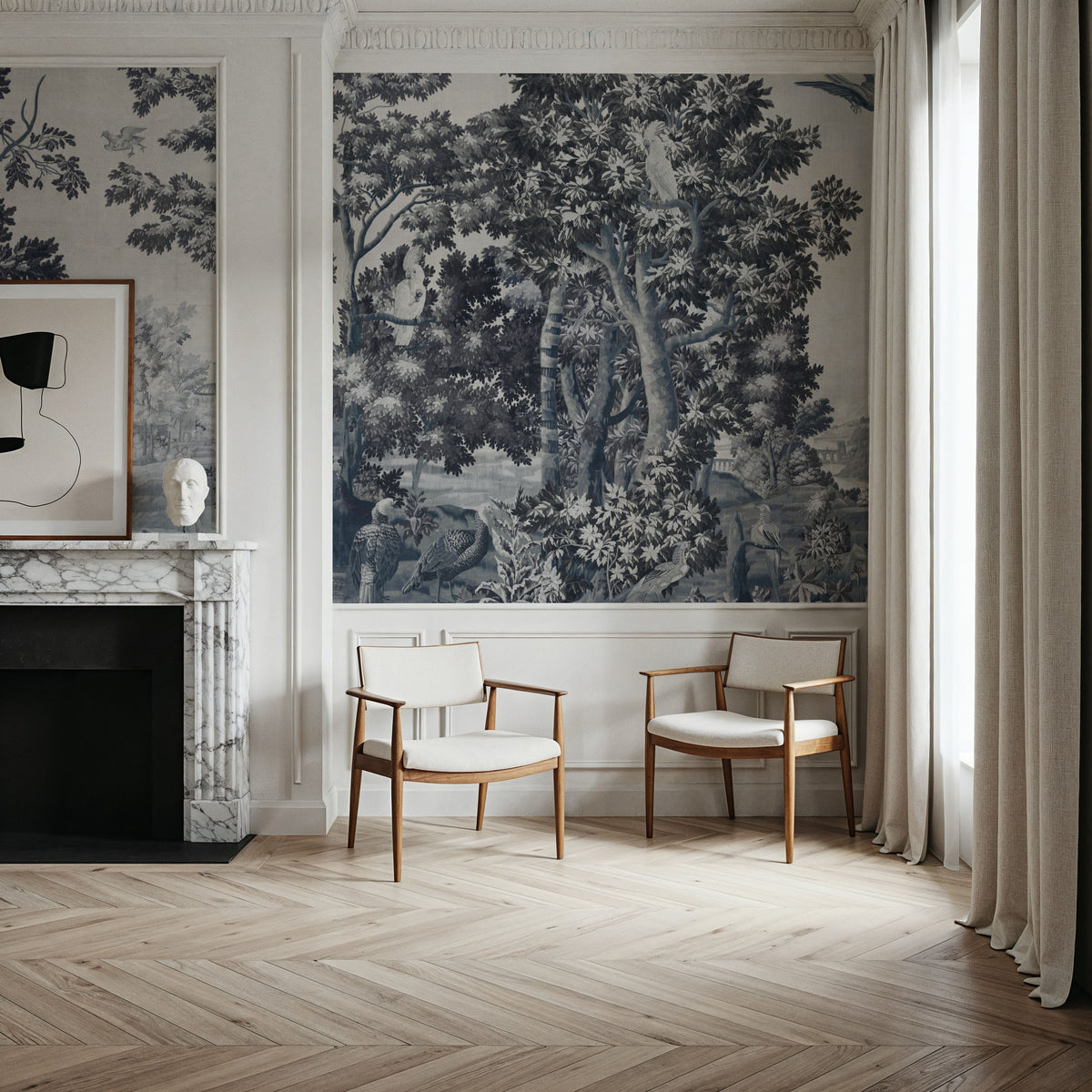 Enchanted Grove Tapestry, Blues Mural Wallpaper - room preview 05