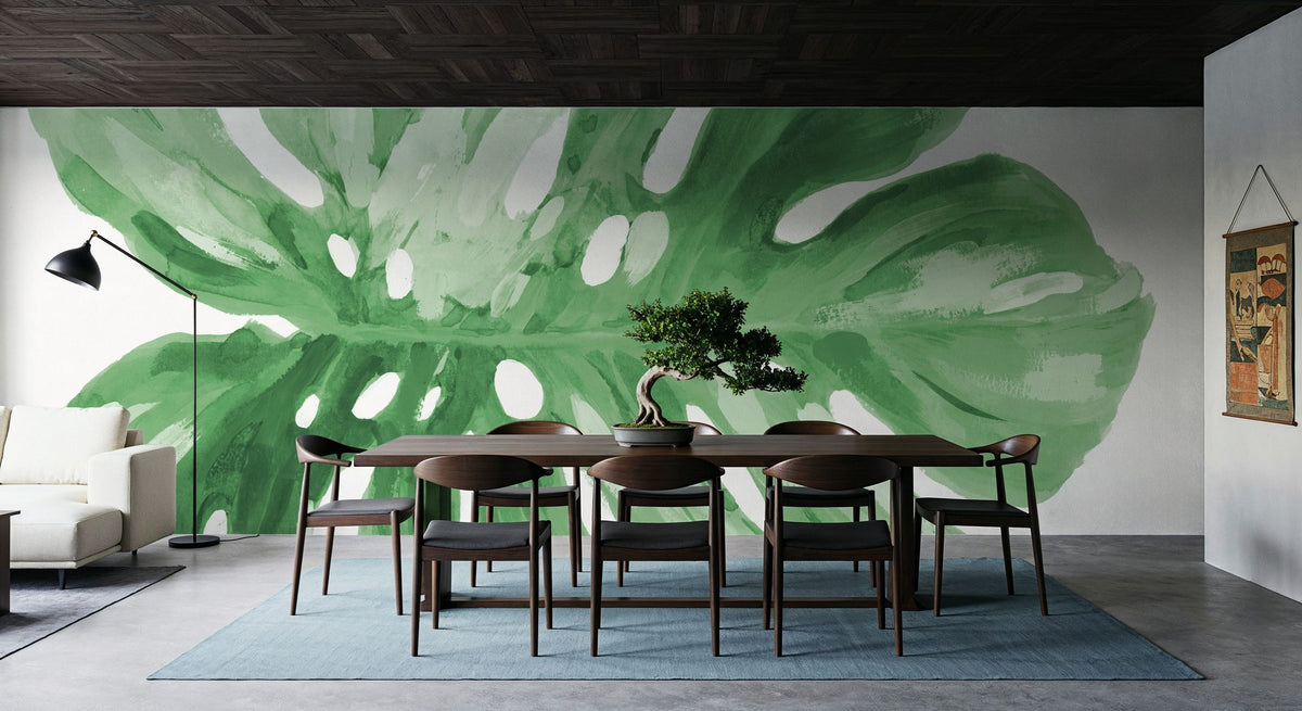 Colorful Tropical Leaf Green I Mural Wallpaper - room preview 05