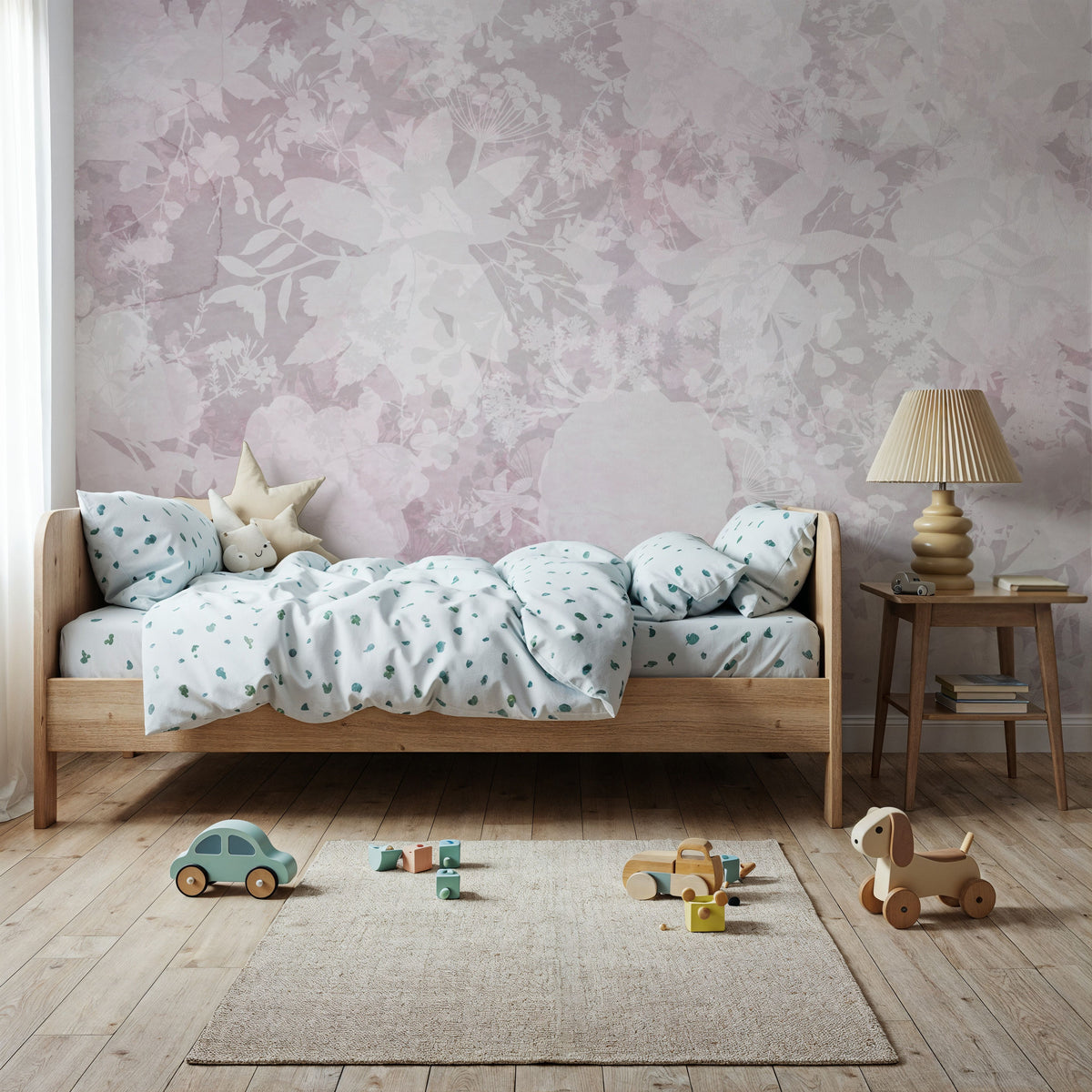 Flower Silhouette Red Mural Wallpaper - room preview 05