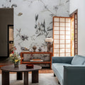 My Floral Abode, Gray Mural Wallpaper - room preview 05