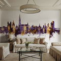 Ulm Germany Skyline Purple & Gold Mural Wallpaper - room preview 05