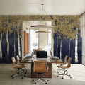 Shimmering Forest Indigo Mural Wallpaper - room preview 05