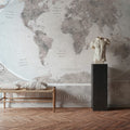 World Map Atlas Gray Mural Wallpaper - room preview 05