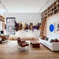 Galway Ireland Skyline Purple & Gold Mural Wallpaper - room preview 05