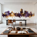 Montgomery Alabama Skyline Purple & Gold Mural Wallpaper - room preview 05