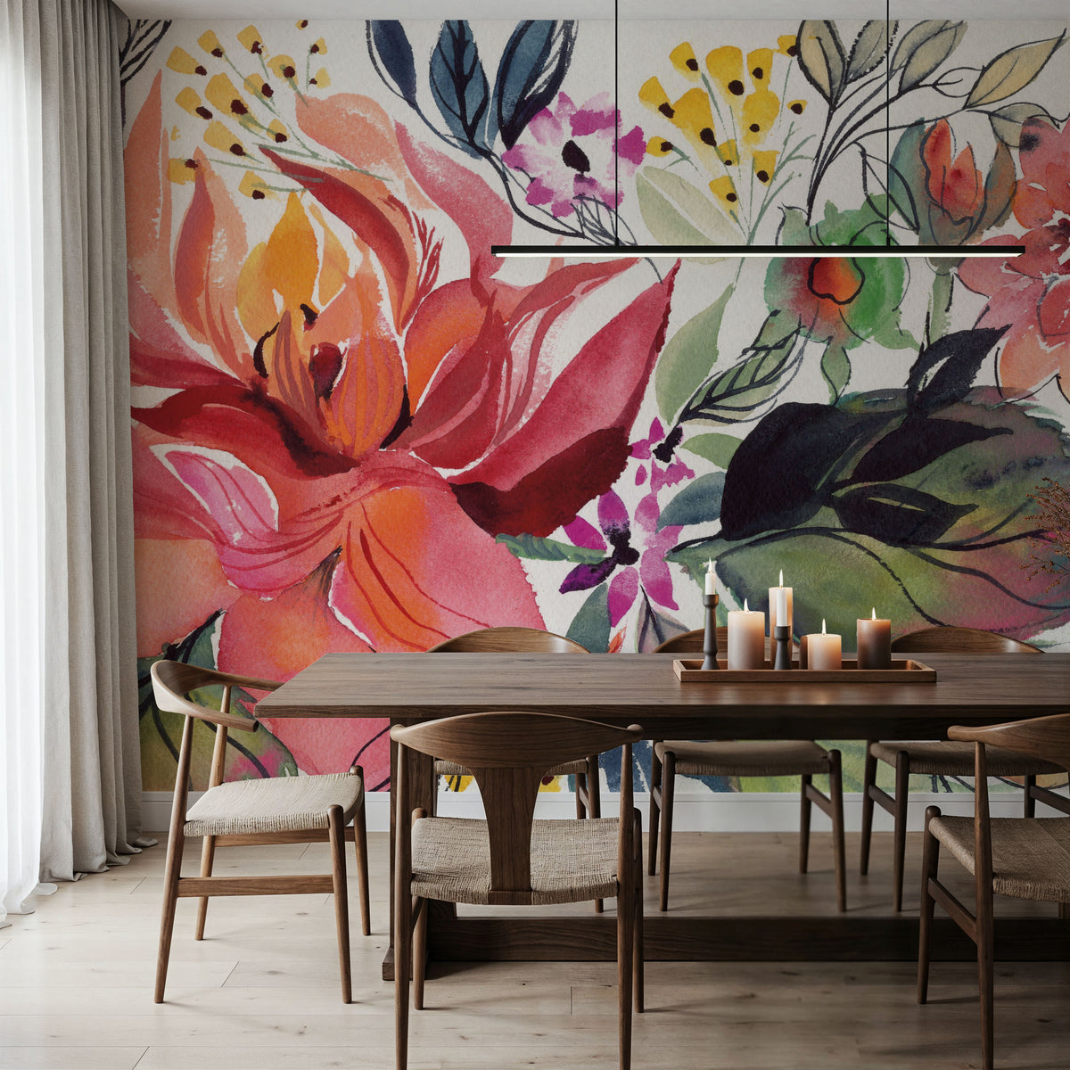 Flame Floral Mural Wallpaper - room preview 05