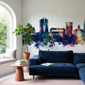 Paramaribo Suriname Skyline Blue & Bronze Mural Wallpaper - room preview 05