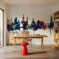 Cork Ireland Skyline Blue & Bronze Mural Wallpaper - room preview 05