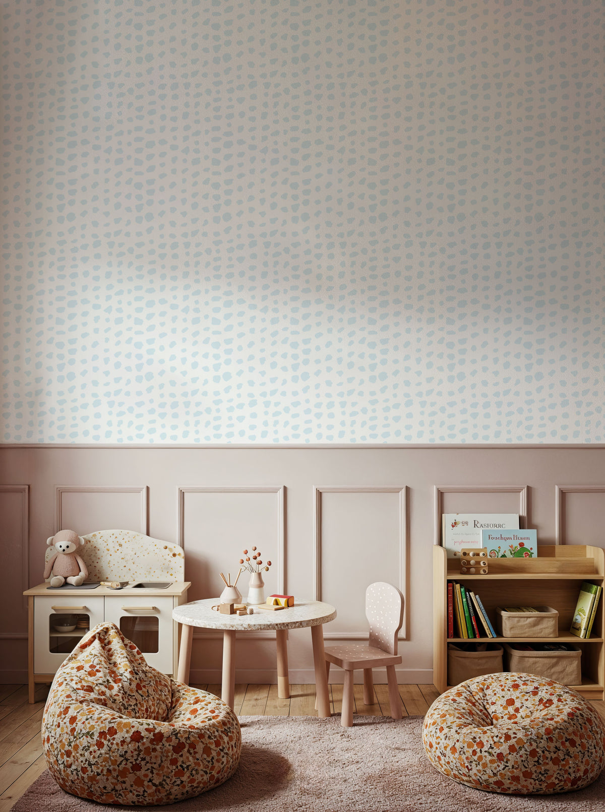 White Fish Dots Mural Wallpaper - room preview 05