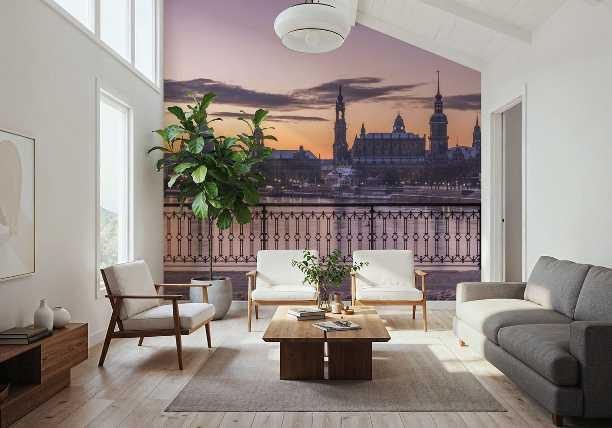 Riverside Twilight Mural Wallpaper - Neutral Tone - room preview 05