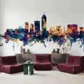 Indianapolis Indiana Skyline Blue & Bronze Mural Wallpaper - room preview 05
