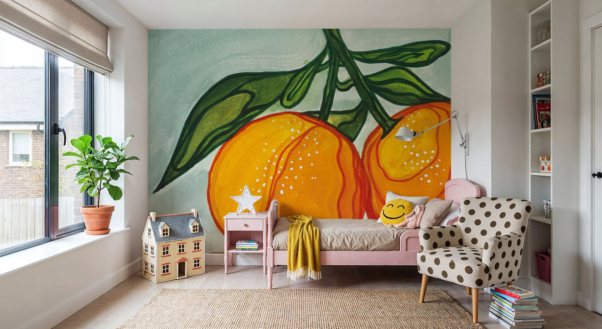 Two Oranges Mural Wallpaper - room preview 05