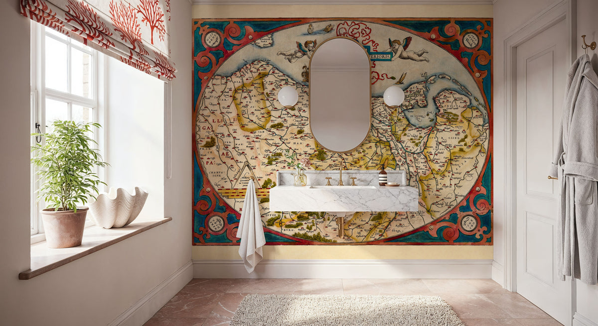 Old Map of Belgium, Netherlands and Germany, 1570 Mural Wallpaper - room preview 05